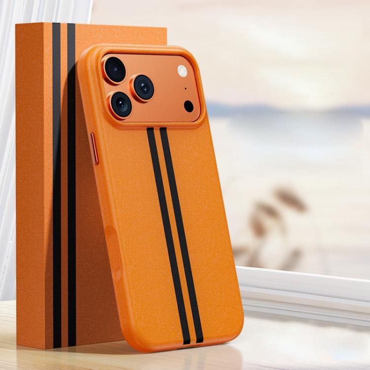 For iPhone 17 Pro Boundless Rock Sand Starting Line Series Contrast Color Magnetic Phone Case(Orange)