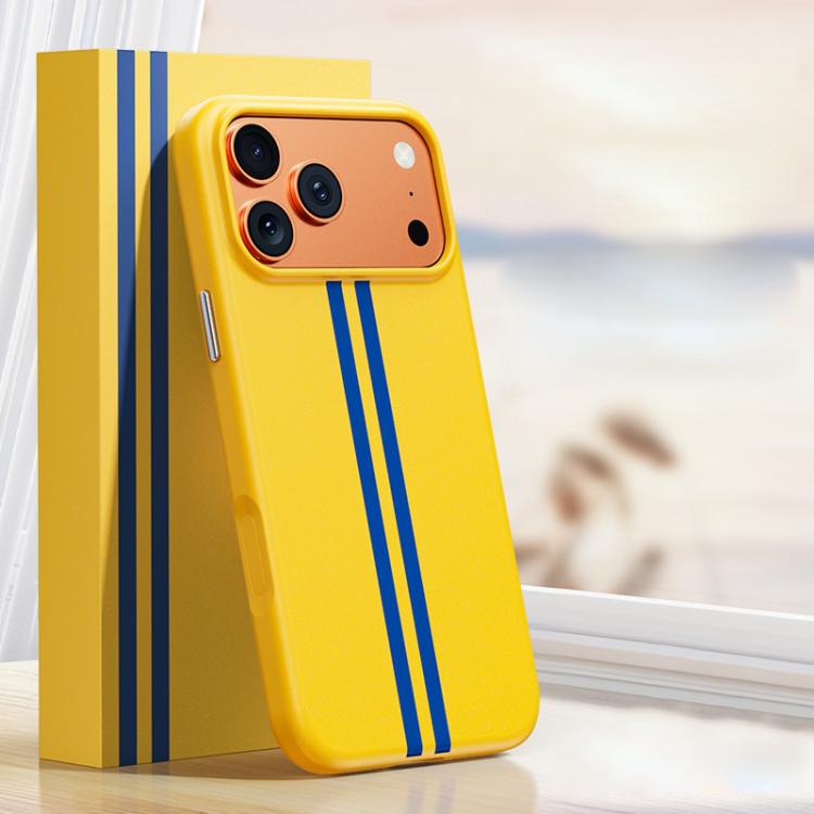 For iPhone 17 Pro Boundless Rock Sand Starting Line Series Contrast Color Magnetic Phone Case(Yellow)