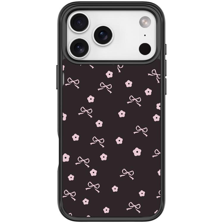For iPhone 17 Pro Bow Flower Pattern Magnetic Phone Case(Black)