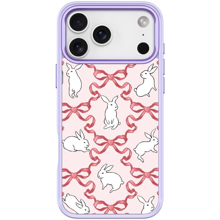 For iPhone 17 Pro Butterfly Knot White Rabbit Pattern Magnetic Phone Case(Light Purple)