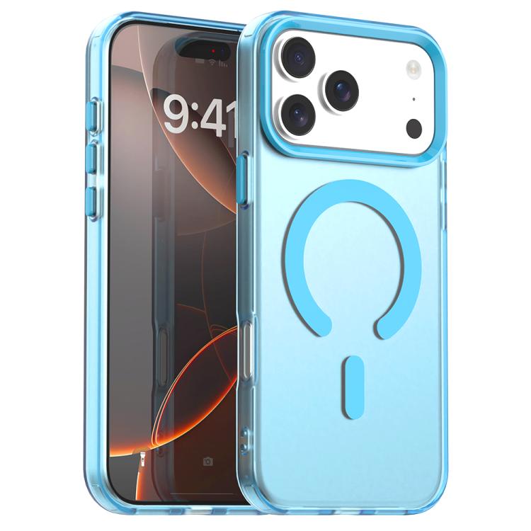 For iPhone 17 Pro C-type Candy Magsafe PC Hybrid TPU Phone Case(Blue)