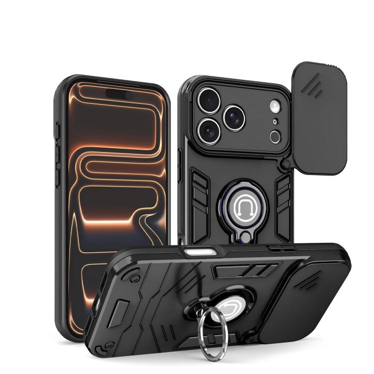 For iPhone 17 Pro Camshield Ring Holder Phone Case(Black)