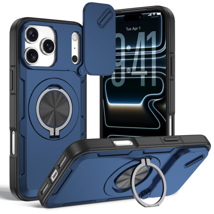 For iPhone 17 Pro Camshield Rotation Holder MagSafe Phone Case(Blue)
