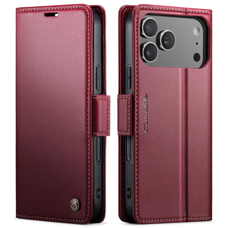 For iPhone 17 Pro CaseMe 023 Butterfly Buckle Litchi Texture RFID Anti-theft Leather Phone Case(Red)