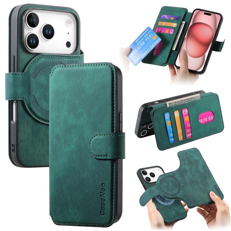 For iPhone 17 Pro CaseNeo MagSafe RFID Anti-theft Retro Leather Phone Case(Green)