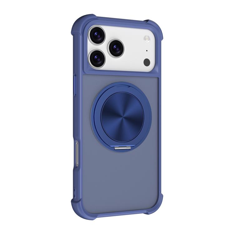 For iPhone 17 Pro CD Texture 360 Degree Rotating Holder MagSafe Phone Case(Blue)