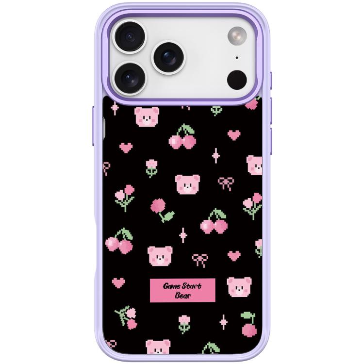 For iPhone 17 Pro Cherry Pattern Magnetic Phone Case(Light Purple)