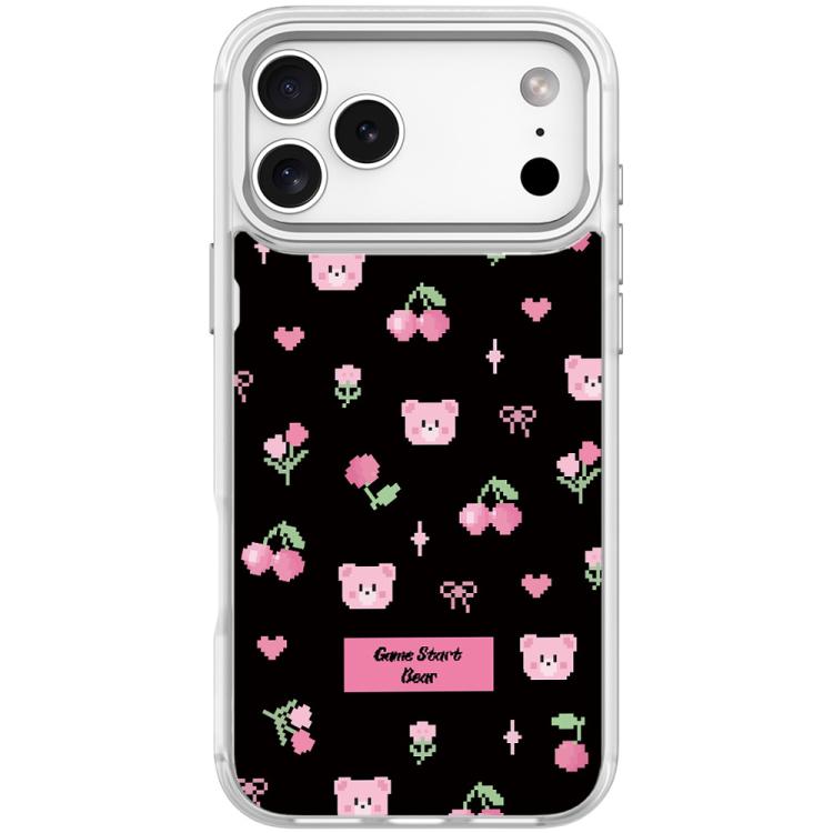 For iPhone 17 Pro Cherry Pattern Magnetic Phone Case(Transparent White)