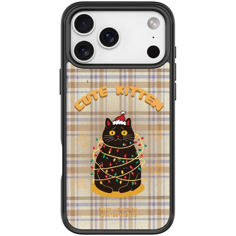 For iPhone 17 Pro Christmas Cat Pattern Magnetic Phone Case(Black)