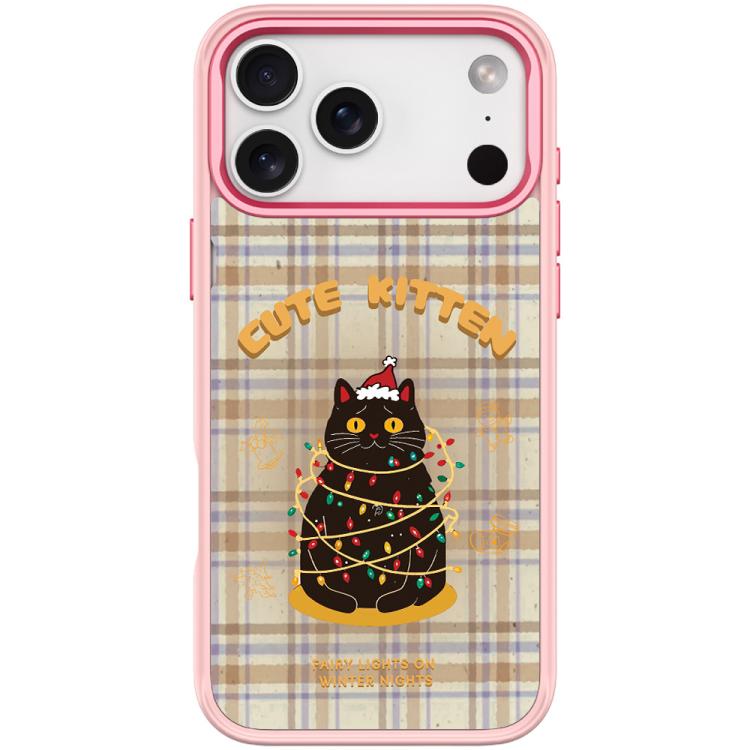 For iPhone 17 Pro Christmas Cat Pattern Magnetic Phone Case(Pink)