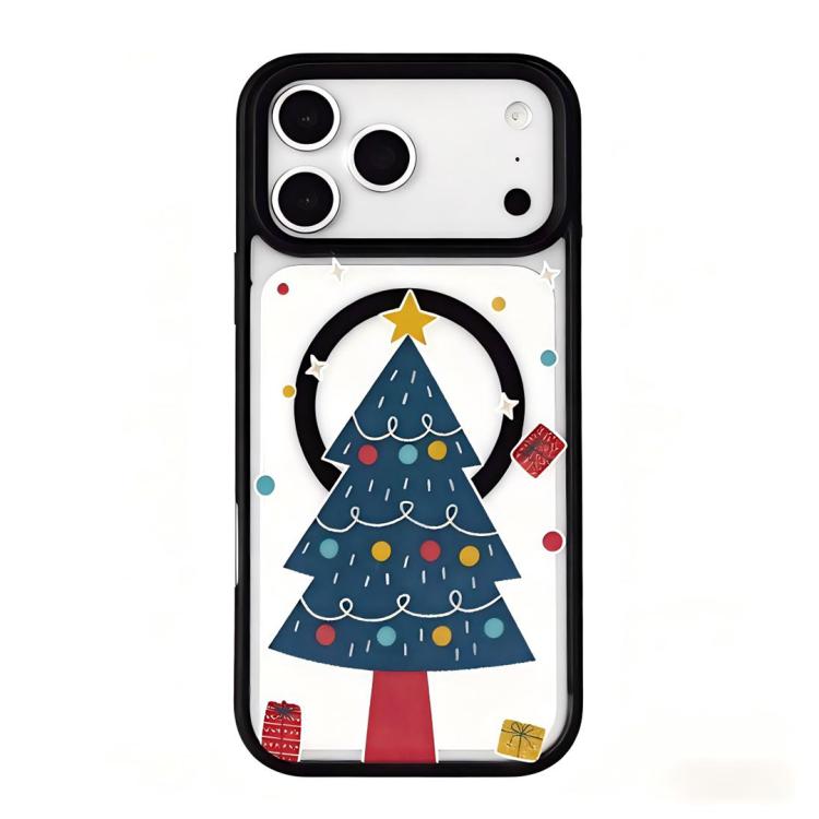 For iPhone 17 Pro Christmas Series Strong Magnetic Painted Black Edge Phone Case(Minimalist Christmas Tree)