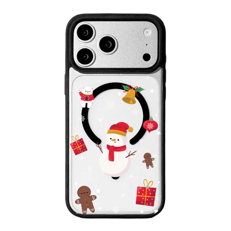 For iPhone 17 Pro Christmas Series Strong Magnetic Painted Black Edge Phone Case(Snowy Christmas)