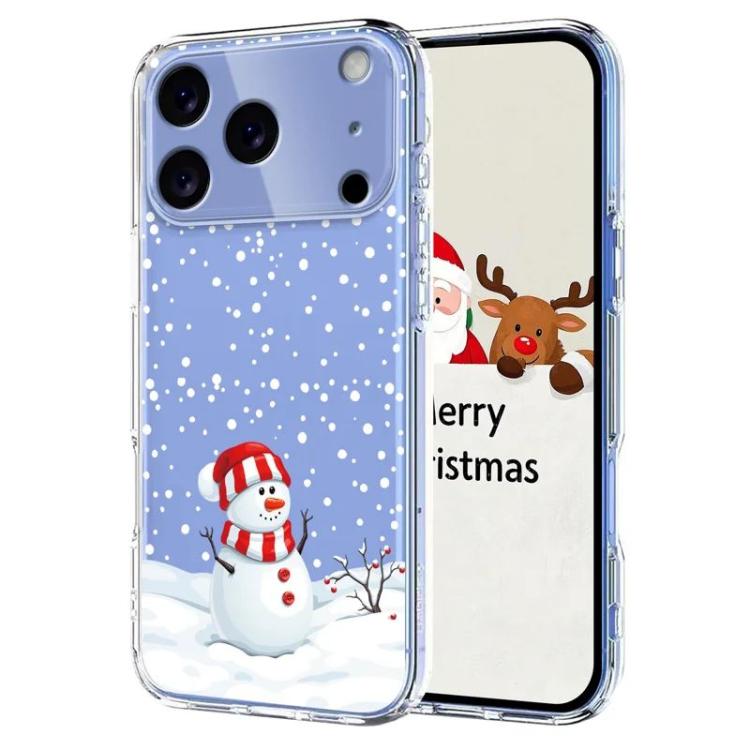 For iPhone 17 Pro Christmas-themed Printed TPU Phone Case(Christmas Snowman)