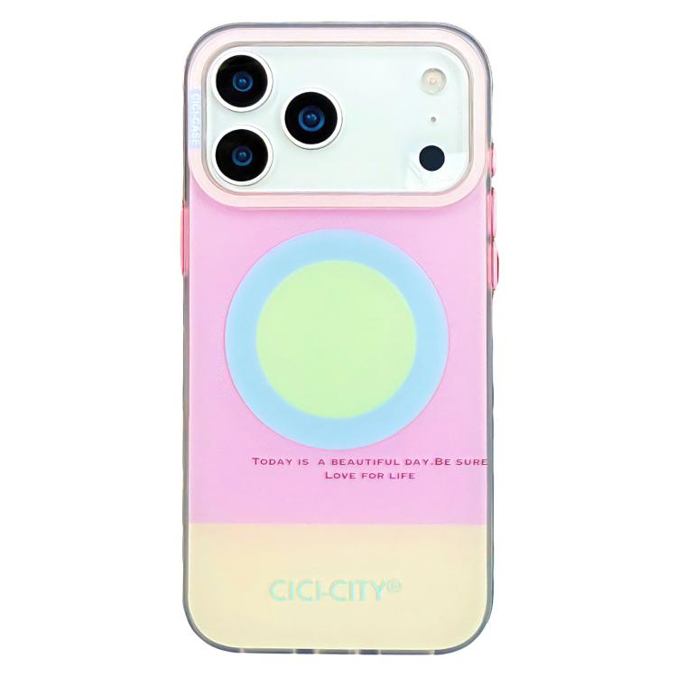 For iPhone 17 Pro CICI-CITY CH-57 Contrast Color Magnetic Skin-Feel Phone Case(Pink)