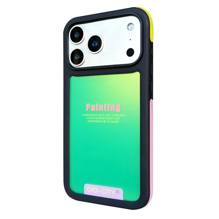 For iPhone 17 Pro CICI-CITY CH-60 Dopamine Dual-Tone Anti-Collision Phone Case(Black Frame Fruit Green)