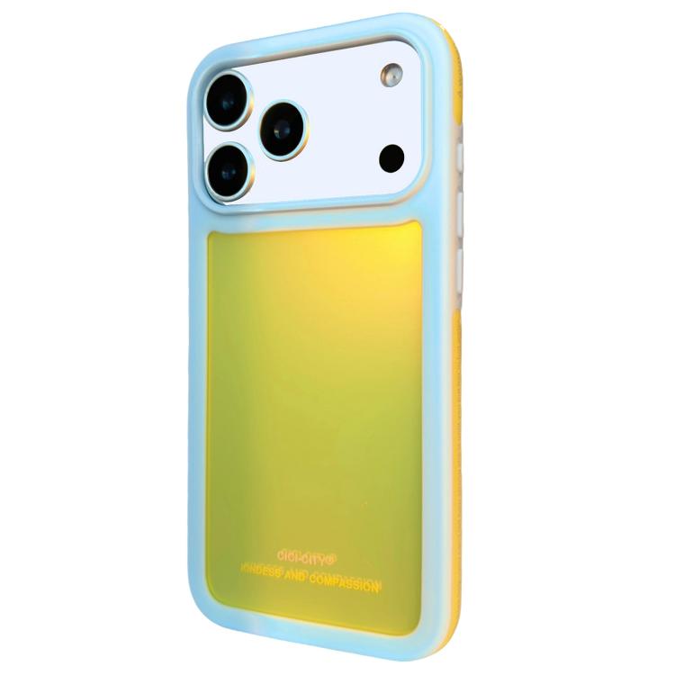 For iPhone 17 Pro CICI-CITY CH-60 Dopamine Dual-Tone Anti-Collision Phone Case(Blue Frame Cream Yellow)