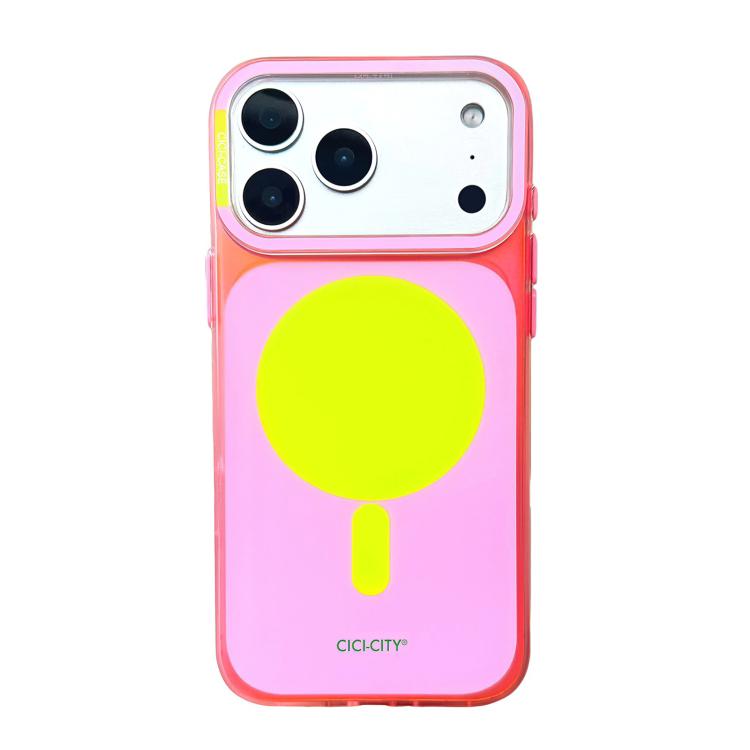 For iPhone 17 Pro CICI-CITY CH-63 Light & Shadow Solid Color Magnetic Phone Case(Pink Yellow)