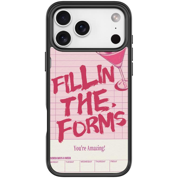For iPhone 17 Pro Cocktail and Text Pattern Magnetic Phone Case(Black)