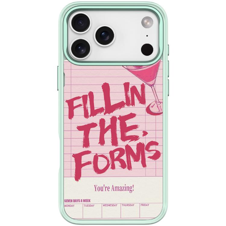 For iPhone 17 Pro Cocktail and Text Pattern Magnetic Phone Case(Light Green)