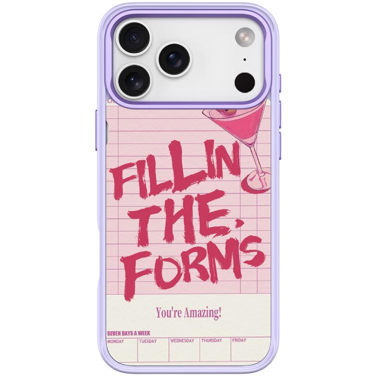 For iPhone 17 Pro Cocktail and Text Pattern Magnetic Phone Case(Light Purple)