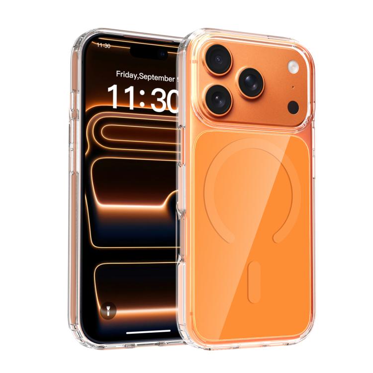 For iPhone 17 Pro Colorful Hard PC Hybrid Soft TPU Magnetic Phone Case(Orange)