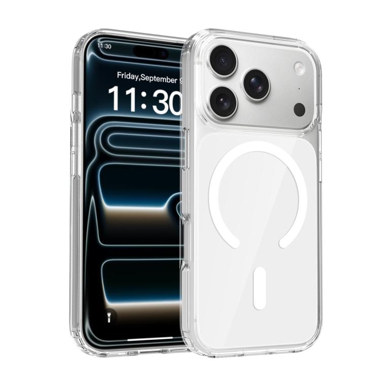 For iPhone 17 Pro Colorful Hard PC Hybrid Soft TPU Magnetic Phone Case(White)