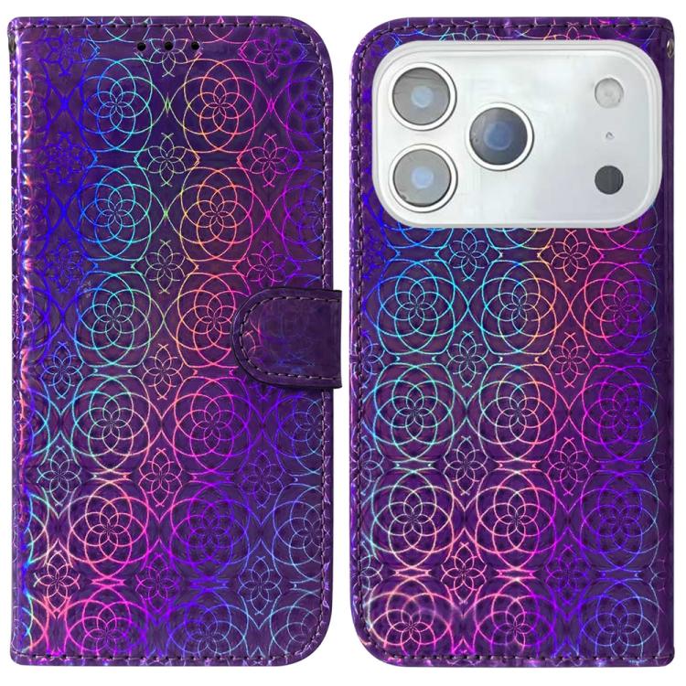 For iPhone 17 Pro Colorful Magnetic Buckle Leather Phone Case(Purple)