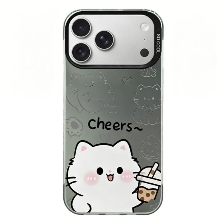 For iPhone 17 Pro Colorful Silver Plated IMD Pattern PC Hybrid TPU Phone Case(Black Cat)