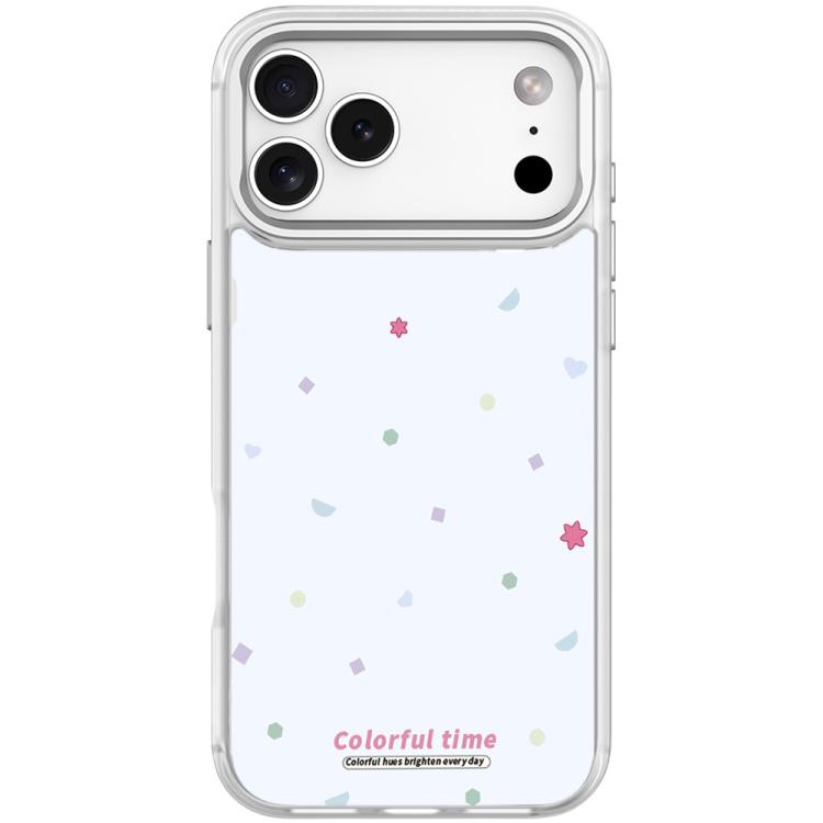 For iPhone 17 Pro Colorful Stars Pattern Magnetic Phone Case(Transparent White)