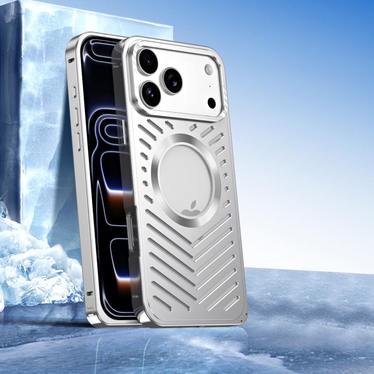 For iPhone 17 Pro Cooling MagSafe Magnetic Metal Phone Case(Silver)