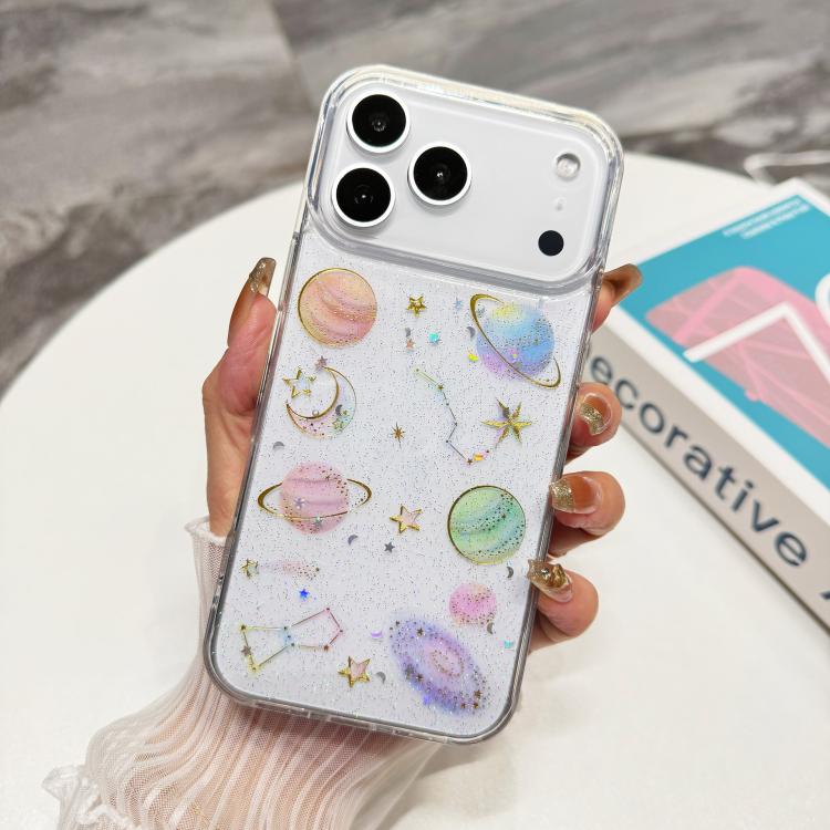 For iPhone 17 Pro Cosmic Star Glitter Epoxy TPU Phone Case(Transparent)