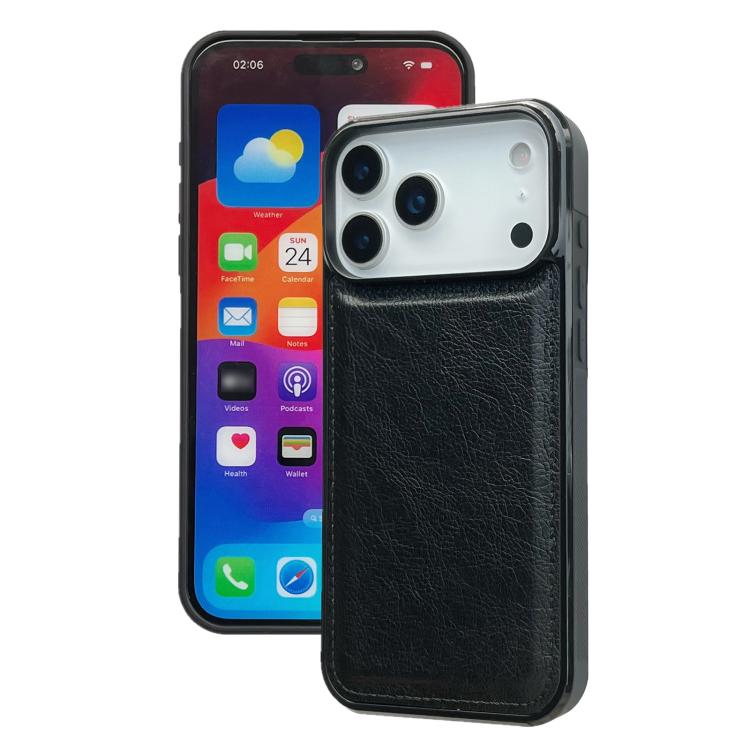 For iPhone 17 Pro Cowhide Texture Back Cover Phone Case(Black)