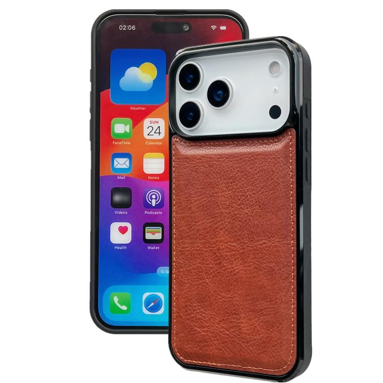 For iPhone 17 Pro Cowhide Texture Back Cover Phone Case(Brown)