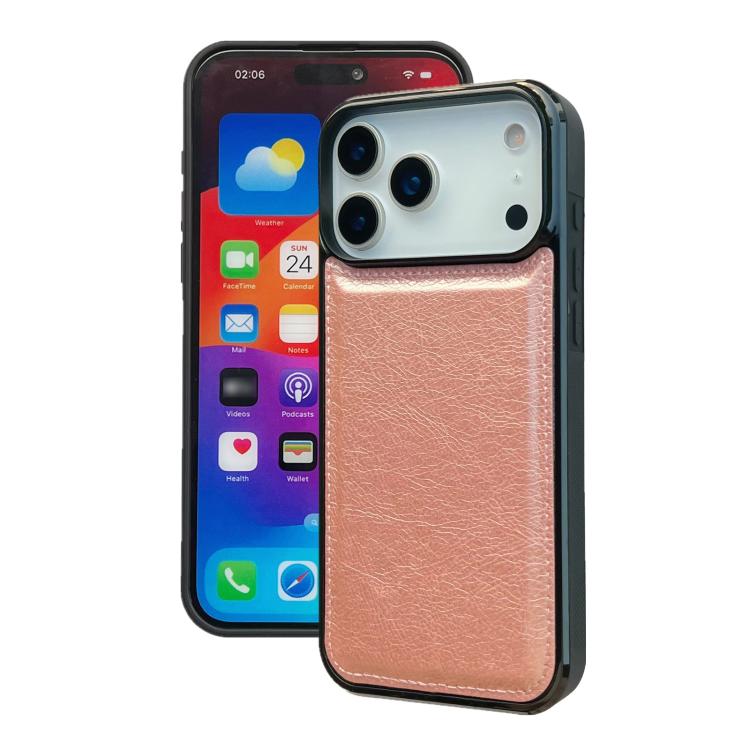 For iPhone 17 Pro Cowhide Texture Back Cover Phone Case(Rose Gold)