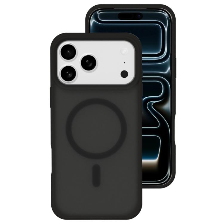 For iPhone 17 Pro Crystal-Clear Colors Skin-friendly Feel Liquid Silicone Magnetic Phone Case(Black)