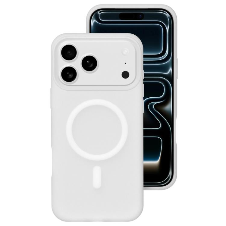 For iPhone 17 Pro Crystal-Clear Colors Skin-friendly Feel Liquid Silicone Magnetic Phone Case(White)