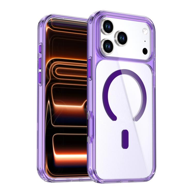 For iPhone 17 Pro Crystal Colorful Magnetic Phone Case(Purple)