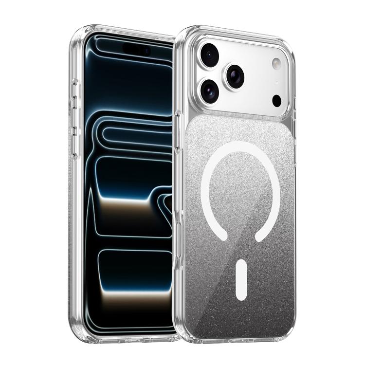 For iPhone 17 Pro Crystal Glitter Magnetic Phone Case(Black)