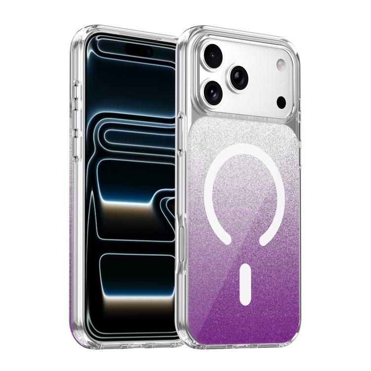 For iPhone 17 Pro Crystal Glitter Magnetic Phone Case(Purple)