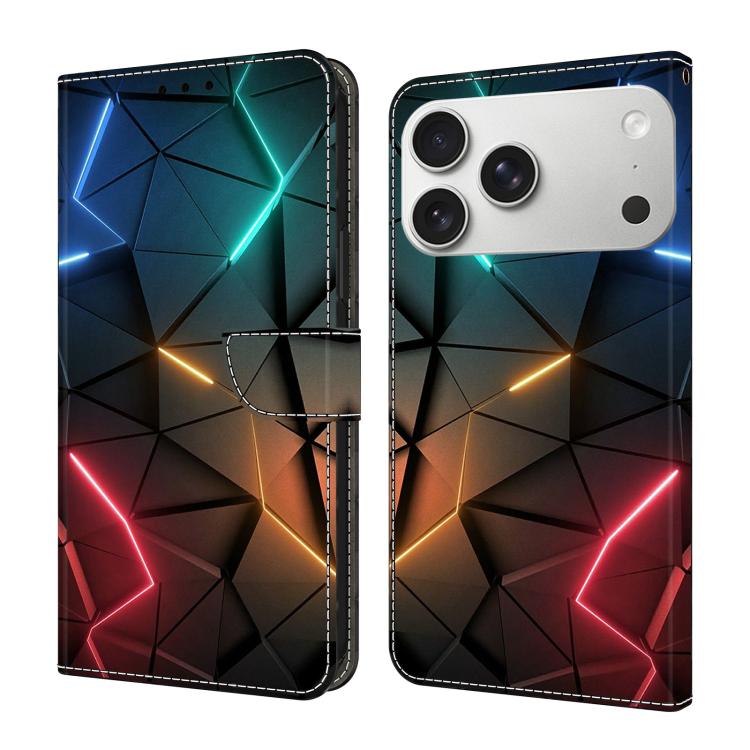 For iPhone 17 Pro Crystal-Like Painted Vegan Leather Phone Case(Light Rift)