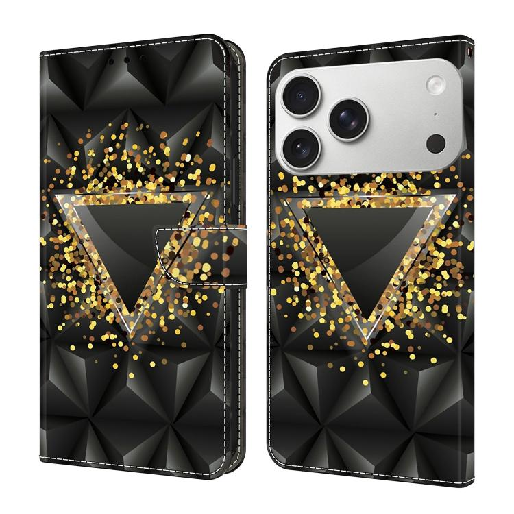 For iPhone 17 Pro Crystal-Like Painted Vegan Leather Phone Case(Rhombus)