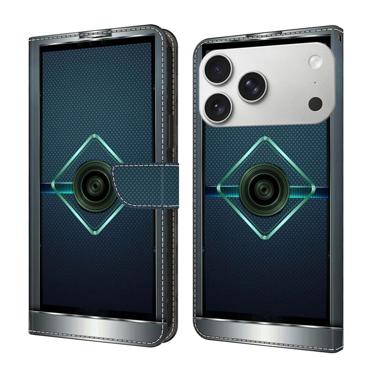 For iPhone 17 Pro Crystal-Like Painted Vegan Leather Phone Case(Sci-Fi Future)
