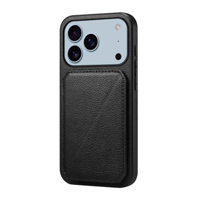 For iPhone 17 Pro D04 Calf Texture Dual Card Slot Holder Phone Case(Black)