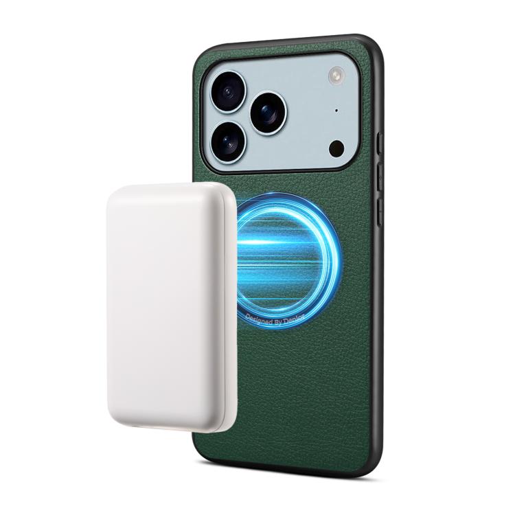 For iPhone 17 Pro Denior A08 PU Vegan Leather Calfskin Texture Magnetic Phone Case(Green)