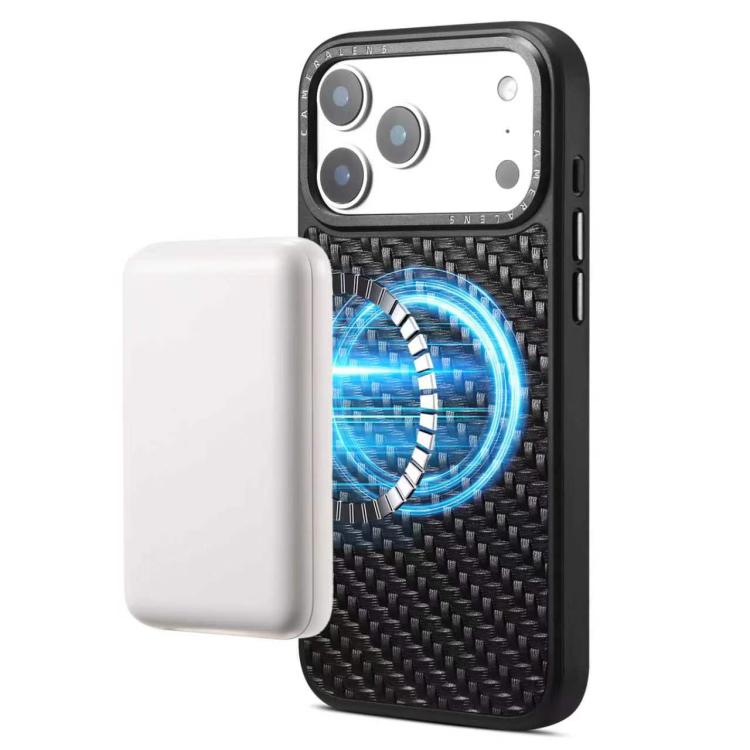 For iPhone 17 Pro Denior A26 Genuine Leather Woven Texture Magnetic Phone Case(Black)