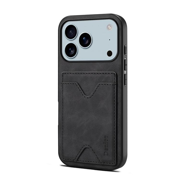 For iPhone 17 Pro Denior D06 PU Back Cover Card Slot Holder Phone Case(Black)