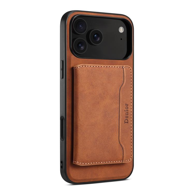 For iPhone 17 Pro Denior D13 Retro Texture Leather MagSafe Card Bag Phone Case(Brown)