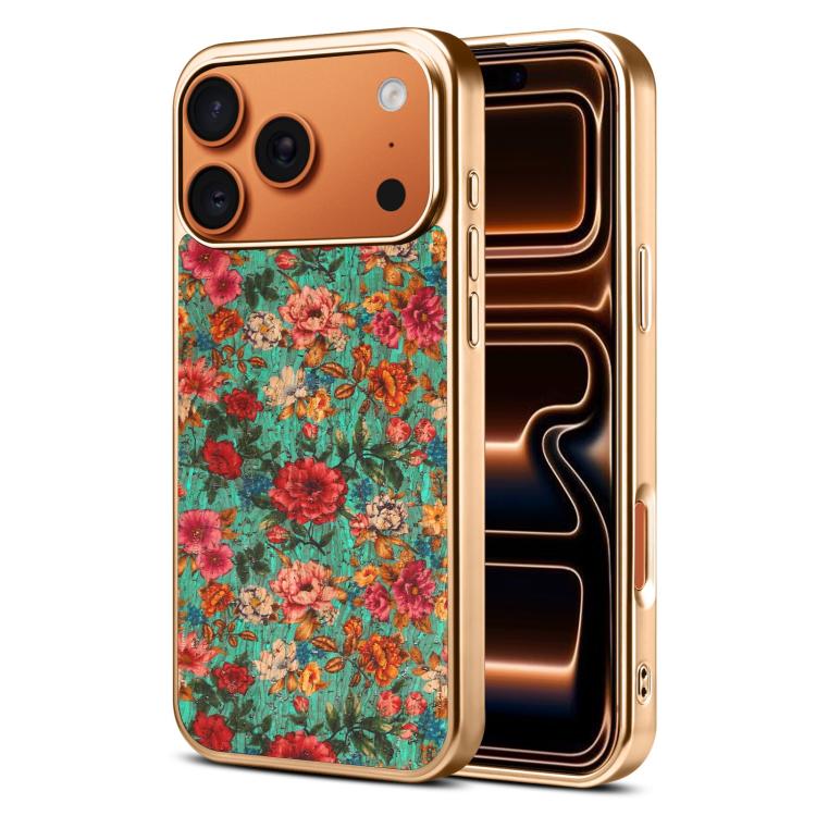 For iPhone 17 Pro Denior Peony Series Electroplated Magnetic Phone Case(Blue)