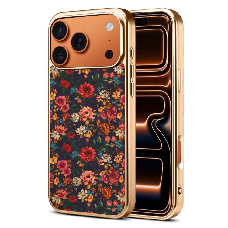 For iPhone 17 Pro Denior Peony Series Electroplated Magnetic Phone Case(Purple)