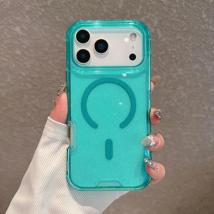 For iPhone 17 Pro Detachable 3 in 1 Glitter Magnetic Phone Case(Mint Green)